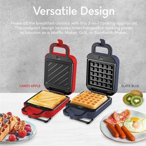 img 2 attached to 🧇 Maxi-Matic EWM1500BG Electric 3-in-1 Nonstick Belgian Waffle Maker & Grill Iron - 1-Inch Thick Waffles, Non-Stick PFOA-Free Coating - Ideal for Breakfast, Sandwiches, Snacks, Burgers - Single, Blue