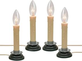 img 4 attached to 🕯️ 5 Inch Electric Window Candle Lamp Set - Goothy with Black Plum Iron Base, Electric Country Candle Lamp featuring 7W C26 Clear Bulb, Ready to Turn On/Off with Plug-In Electric Candle - Ivory/Cream, Set of 4