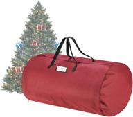 🎄 optimized christmas tree storage bag - accommodates 12 ft artificial trees - durable canvas & zipper - safeguard holiday decorations & inflatables - dimensions: (l) 60” x (w) 30” x (h) 30” - vibrant red with convenient black handles logo