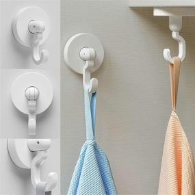 img 3 attached to 🧲 CofunKool Adhesive Hooks - Versatile 360° Rotating Wall Hooks for Kitchen, Bedroom, and Cabinets - Space-Saving and Sturdy - Holds up to 7lbs - Pack of 3 (White, Small)