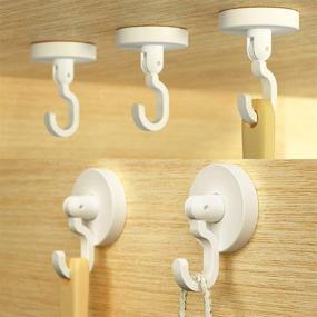 img 2 attached to 🧲 CofunKool Adhesive Hooks - Versatile 360° Rotating Wall Hooks for Kitchen, Bedroom, and Cabinets - Space-Saving and Sturdy - Holds up to 7lbs - Pack of 3 (White, Small)