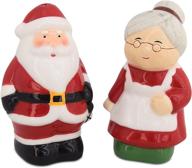 🤶 deck the halls with christmas salt and pepper shakers, santa & mrs claus ceramic set - barclay's buys logo