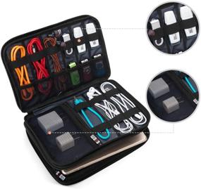img 3 attached to 🔌 BUBM двухслойный органайзер для электронных аксессуаров: Туристическая сумка для кабелей, USB-флешек, разъемов и многое другое – Идеальный размер для iPad Mini (Средний, Синий)