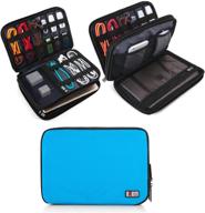 🔌 bubm двухслойный органайзер для электронных аксессуаров: туристическая сумка для кабелей, usb-флешек, разъемов и многое другое – идеальный размер для ipad mini (средний, синий) логотип