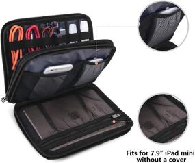 img 2 attached to 🔌 BUBM двухслойный органайзер для электронных аксессуаров: Туристическая сумка для кабелей, USB-флешек, разъемов и многое другое – Идеальный размер для iPad Mini (Средний, Синий)