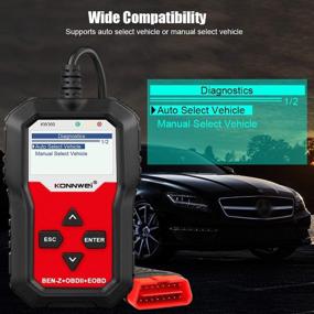 img 2 attached to 🔍 KONNWEI KW360 Полная система диагностики OBD2: считыватель кодов Mercedes Benz и автомобильный индикатор Check Engine EPB ABS SRS OBDII - инструмент для сканирования масла позиции дросселя и сброса тормозных колодок.