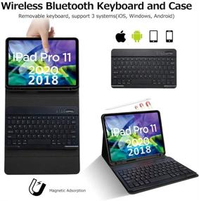 img 2 attached to 🔌 Wireless Keyboard Case for iPad Pro 11-inch (3rd Gen, 2nd/1st Gen) with Pencil Holder - 2021 iPad Pro 11-inch Keyboard Cover