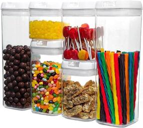 img 4 attached to 🍝 Numyton Pasta Containers for Pantry - 6Pcs - Organize and Store Candy Bars, Chocolate, Twizzler, Toffee Candy, & Cereal with Airtight Food Storage Containers