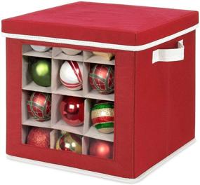 img 4 attached to Whitmor Holiday Ornament Storage Cube - 64 Individual Compartments - Durable Non-Woven Polypropylene Fabric - Clear Front Window - Removable Top and Convenient Handle – Xmas Ornaments Organizer
