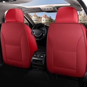 img 1 attached to LK-1 PU Breathable Leather Car Seat Cover 5-Seats Universal Fit (Red)