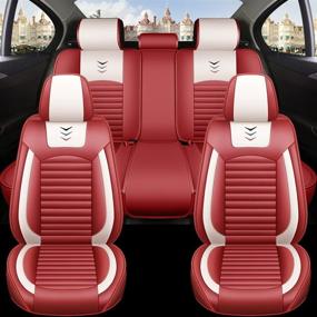 img 2 attached to LK-1 PU Breathable Leather Car Seat Cover 5-Seats Universal Fit (Red)