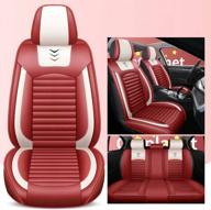 lk-1 pu breathable leather car seat cover 5-seats universal fit (red) logo