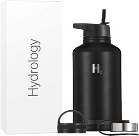 img 4 attached to 💧 H2 Hydrology Water Bottle - 64 oz, Black, Double Wall Insulated Stainless Steel, Wide Mouth Sports Thermos with 3 Lids - Hot &amp; Cold