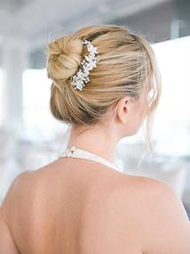 img 3 attached to 💎 Mariell Brushed Silver Wedding Comb with Handmade Austrian Crystals & White Pearls - Luxurious Bridal Hair Accessory for Enhanced SEO