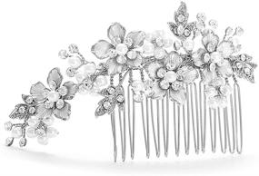 img 4 attached to 💎 Mariell Brushed Silver Wedding Comb with Handmade Austrian Crystals & White Pearls - Luxurious Bridal Hair Accessory for Enhanced SEO