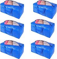 📦 optimized heavy duty extra large storage bags for moving: college dorm essentials, moving supplies, christmas decorations storage, double zipper design (blue, pack of 6) логотип