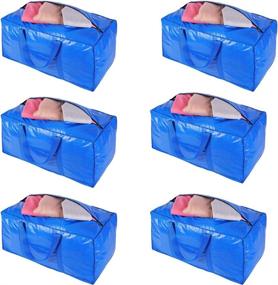 img 4 attached to 📦 Optimized Heavy Duty Extra Large Storage Bags for Moving: College Dorm Essentials, Moving Supplies, Christmas Decorations Storage, Double Zipper Design (Blue, Pack of 6)