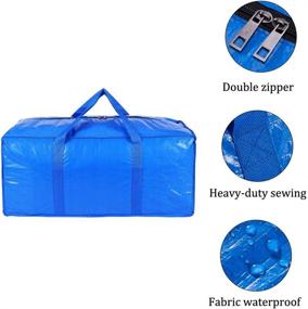 img 2 attached to 📦 Optimized Heavy Duty Extra Large Storage Bags for Moving: College Dorm Essentials, Moving Supplies, Christmas Decorations Storage, Double Zipper Design (Blue, Pack of 6)