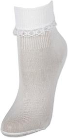 img 2 attached to 🧦 Adorable Girls' White Lace Socks with Crosses in Size 7-8.5: Delicate and Charming!
