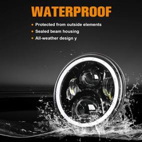 img 3 attached to 🚙 7-дюймовые круглые фары LED Halo с 4-дюймовыми туманными фарами Halo для Jeep Wrangler 1997-2017 JK JKU TJ LJ Rubicon Sahara Unlimited: белый свет дневных ходовых огней/желтый сигнал поворота, дальний/ближний свет.