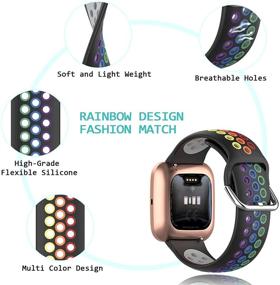 img 3 attached to 🌈 BANLOUKA Sport Rainbow Bands: Colorful Silicone Replacement Wristband for Fitbit Versa/Versa 2/3/Sense, Breathable Strap for Women and Men