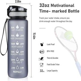 img 2 attached to 💧 Keuper 32oz Motivational Water Bottle with Time Marker - Leakproof Fast Flow Lightweight Reusable Sports Drinking Bottle for Fitness, Camping, Outdoor Sports