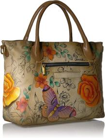 img 3 attached to 🌸 Anuschka Anna Handpainted Leather Slouch Tote Bag: Floral Paradise Tan - Exquisite Artistry and Style