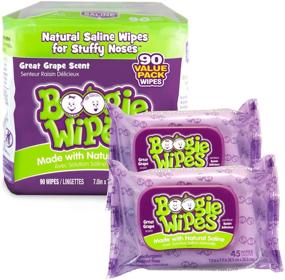 img 4 attached to Boogie Wipes Baby Wipes: Gentle Grape-Scented Wet Wipes for Face, Hand, Body & Nose, Packed with Vitamin E, Aloe, Chamomile, and Natural Saline (2x45 Count Pack)