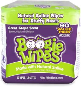 img 3 attached to Boogie Wipes Baby Wipes: Gentle Grape-Scented Wet Wipes for Face, Hand, Body & Nose, Packed with Vitamin E, Aloe, Chamomile, and Natural Saline (2x45 Count Pack)