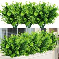 искусственные растения temchy, цветы faux boxwood shrubs, 6 штук: реалистичная 42 ветка зелени для украшения в помещениях и на открытом воздухе в саду, на патио, на свадьбе, в офисе и на ферме. логотип