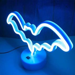 img 2 attached to OHLGT LED Neon Light: Blue Bat Lamp with Base - Battery & USB Operated Decorative Lights for Halloween, Christmas, Parties, Bar, Home, Bedroom