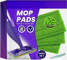 img 4 attached to 🧹 Pack of 3 Reusable Microfiber Mop Pads for Swiffer WetJet - Washable Refills for Wet Jet, Heavy Duty Spray Mop Replacement Heads for Effective Floor Cleaning - Includes Scraper (12″, Green)