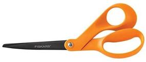 img 2 attached to ✂️ Fiskars 8 Inch Orange Non-Stick Bent Handle Pointed Scissors for Right Handed Users