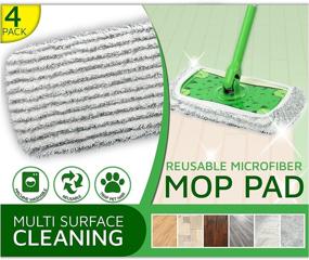 img 4 attached to High Quality 4 Pack Reusable Mop Pad for Swiffer Sweeper Mop: Heavy Duty Scrubby Microfiber, Multi-Surface Cleaning Wet Dry Refills