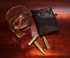 img 3 attached to 🥃 Golden Whiskey Bullet Stones: Realistic Revolver Freezer Base, Premium Stainless Steel Reusable Chilling Ice Cubes Rocks Stone Chillers Gift Set for Men (Gold)