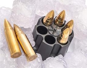 img 1 attached to 🥃 Golden Whiskey Bullet Stones: Realistic Revolver Freezer Base, Premium Stainless Steel Reusable Chilling Ice Cubes Rocks Stone Chillers Gift Set for Men (Gold)