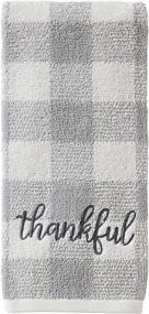 img 2 attached to SKL HOME by Saturday Knight Ltd. Thankful Plaid Hand Towel Set, 16x25, Gray 2 Count: Stylish and Grateful Addition to Your Bathroom Decor