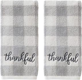 img 4 attached to SKL HOME by Saturday Knight Ltd. Thankful Plaid Hand Towel Set, 16x25, Gray 2 Count: Stylish and Grateful Addition to Your Bathroom Decor