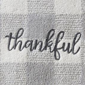 img 3 attached to SKL HOME by Saturday Knight Ltd. Thankful Plaid Hand Towel Set, 16x25, Gray 2 Count: Stylish and Grateful Addition to Your Bathroom Decor