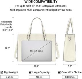 img 2 attached to Waterproof Leather Laptop Bag for Women - Lightweight 15.6 Inch Computer Tote Bag with Large Capacity - Business Office Briefcase, Handbag, and Shoulder Bag - Professional Work Bag for Office - Beige