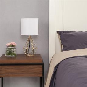 img 1 attached to 💡 COTULIN Gold Modern Hollow Out Base Table Lamp: Stylish Living Room & Bedroom Lighting with Metal Base and White Fabric Shade