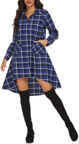 img 3 attached to OLRAIN Womens Plaids Irregular Casual Women's Clothing for Dresses