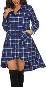 img 4 attached to OLRAIN Womens Plaids Irregular Casual Women's Clothing for Dresses