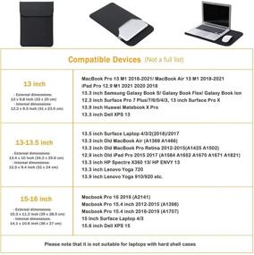 img 3 attached to Чехол для ноутбука 13 дюймов - совместим с MacBook Air 13 M1 2018-2021, MacBook Pro 13 M1 2016-2021, iPad Pro 12.9 M1 2018-2021, Dell XPS 13, Surface Pro X 7 6 5 4 3 - в комплекте маленькая сумка - черный.