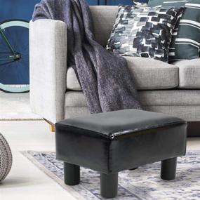 img 3 attached to 🪑 KKTONER Modern PU Leather Rectangle Ottoman Stool, Black Seat Chair Footstool