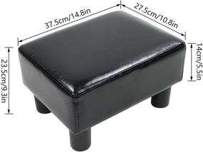 img 2 attached to 🪑 KKTONER Modern PU Leather Rectangle Ottoman Stool, Black Seat Chair Footstool