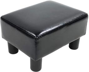 img 4 attached to 🪑 KKTONER Modern PU Leather Rectangle Ottoman Stool, Black Seat Chair Footstool