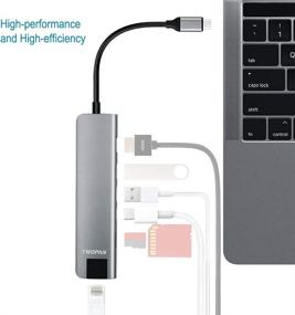 img 2 attached to TWOPAN USB C Hub for MacBook, HDMI and USB Adapter, 6-in-1 Multiport Adapter with Ethernet, 60W PD Port, SD/Micro SD Card Reader, Compatible with MacBook Air/Pro, iPad Pro, XPS, Chromebook