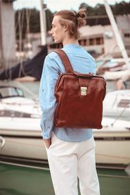 img 3 attached to Premium Leather Backpack: The Ultimate Travel Business Rucksack