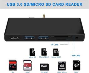 img 1 attached to 🔌 Surface Go/Go 2 USB Hub with 7-in-2 Docking Station, 4K HDMI, 2 USB 3.0 Ports, 3.5mm Earphones Jack, SD/TF Card Slot